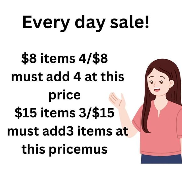 Every day sale all $8 itemss 4/$8 - Picture 1 of 3